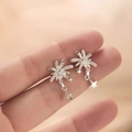 Sparkling star stud earrings with pavé zircon firework design and star charms - Fireworks Star Stud Earrings