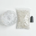 Set de purificación de cristal con cuenco de vidrio, grava blanca y pilar negro - Tarro Cielo Estrellado + Cuarzo Claro + Punta de Obsidiana