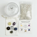 Set de cristales del Zodiaco Sagitario con frasco de vidrio, bolsa y piedras naturales - Tarro Grande Mongol - Set Zodiaco Sagitario