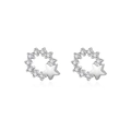 Elegant S925 sterling silver star stud earrings with white zircon accents in macro view - Circle Pentagram Stud Earrings