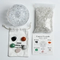 Set cristales signo Cáncer con cuenco de cristal, cuarzo blanco y bolsa de lona - Tarro Cielo Estrellado - Set Zodiaco Cáncer