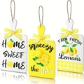 3-piece lemon themed wood hanging signs with yellow bows for summer kitchen decor - Lemon Theme Series Signs (5509469034748)