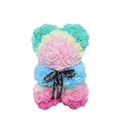 Colorful multi-tier PE foam rose bear with Just for you ribbon for Valentines Day gift - Five-Color Stripe Gradient Style (Model D)