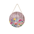 Holzschild Hello mit Frühlingsblumen für die Haustürdekoration und Veranda-Hängedekoration - Frühlings-Hello-Stil (Spring hello wooden door hanger)