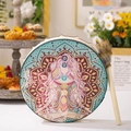Siberian Shaman Drum with Sun Goddess Chakra art and matching plush mallet - Bohemian Meditation Style