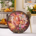Siberian shaman drum with colorful tiger art print and plush wooden mallet - Tiger Butterfly Style