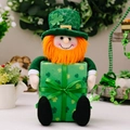 St. Patrick's Day leprechaun plush holding a shamrock gift box for festive home decor - St. Patrick's Day Boy Gnome with Green Gift Box