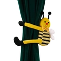 Abrazadera de cortina con diseño de abeja tejida en amarillo y negro para el hogar - Estilo de Abeja Macho (Con Pajarita Amarilla)