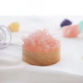 Veilleuse en cristal naturel avec socle en bois massif et câble d'alimentation USB - Style Quartz Rose