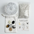 Set de cristales Escorpio con piedras naturales cuenco de vidrio y bolsa de tela - Tarro Cielo Estrellado - Set Zodiaco Escorpio