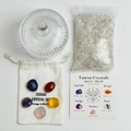 Set de cristales Tauro con cuenco de vidrio, piedras naturales y bolsa de lona blanca - Tarro Grande Mongol - Set Zodiaco Tauro