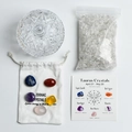 Set de cristales Tauro con cuenco de vidrio y gemas naturales en bolsa suave - Tarro Cielo Estrellado - Set Zodiaco Tauro