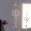 Bohemian crystal suncatcher with pink natural stones and rainbow light refraction - Rose Quartz (N0.2 粉水晶)