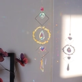 Rainbow light refraction on wall from a geometric crystal suncatcher with natural stones - Citrine (N0.3 黄水晶)