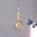 Golden suncatcher with natural yellow citrine stones and faceted crystal ball prism - Citrine