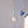 Dettaglio acchiappasole con perle di cristallo naturale e prisma in vetro sfaccettato - 30cm (N0.5)