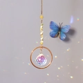 Dettaglio acchiappasole con pietre di cristallo naturale e sfera a prisma arcobaleno - 30cm (N0.10)