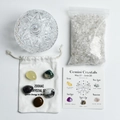 Set cristales Géminis con cuenco de cristal, piedras blancas y piedras preciosas - Tarro Cielo Estrellado - Set Zodiaco Géminis