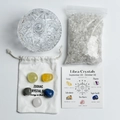 Set de cristales Libra con cuarzo blanco, piedras energéticas y cuenco de vidrio - Tarro Cielo Estrellado - Set Zodiaco Libra