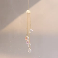 Cloud shaped golden suncatcher with faceted crystal balls reflecting rainbow light - Golden Cloud Style (A26)