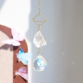 Detailed close-up of crystal suncatcher with white quartz and AB rainbow pendant ball - 35cm / White Crystal
