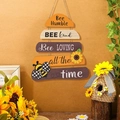 Targa in legno a tema api con citazioni Bee Humble e decorazioni di girasoli - Stile Motivo Favo B / 29.5cm x 34cm