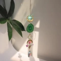 Attrape-soleil avec tranche d'agate verte et lune dorée aux cristaux brillants - Style Agate Verte (B34) / 40-45cm