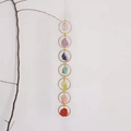 Handmade 7 Chakra Tree of Life hanging ornament with natural crystals on golden metal rings - 6CM Diameter