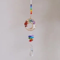 Handmade 7 Chakra Tree of Life wall hanging with natural crystals and a large teardrop pendant - Gold Patterned Tree of Life (DB3)