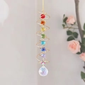 Goldene Spirale Sonnenfänger mit Chakra Kristallen und Kristallkugel Garten Deko - Gold Spiral Regenbogen Kristall Stil (KC4)