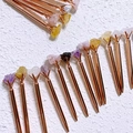 Roségouden kristallen balpennen met natuurlijke amethist en rozenkwarts stenen - Bergkristal