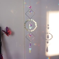Rainbow suncatcher featuring heart crystals and natural stone circle in silver finish - No. 10 Amazon / 50cm