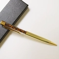 Golden luxury ballpoint pen with brown crystal stones in a textured black gift box - Tiger Eye Stone Bracelet / 14.5cm