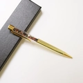 Detail of creative golden metal ballpoint pen with mixed crystal stones in a gift box - Mixed Tourmaline / 14.5cm