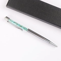 Silver metal ballpoint pen filled with turquoise stones in a black gift box - Turquoise
