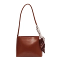 Borsa tote marrone in ecopelle con foulard leopardato alla moda sulla tracolla - Marrone