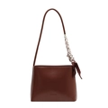 Sac à bandoulière marron chocolat avec un élégant foulard en soie à imprimé léopard - Café