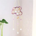 Cloud crystal suncatcher with golden honeycomb and purple stones creating rainbow light - Amethyst Style(CC2) / 51cm