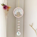 Attrape-soleil arbre de vie rose avec pierres naturelles et prisme en cristal facetté - Opalite (DC5)