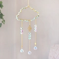 Cloud-shaped crystal suncatcher with blue natural stones and iridescent prisms - CA10-Amazonite