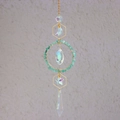 Boho crystal moon suncatcher with green natural stones and rainbow prism pendants - Aventurine Style (L3-1)