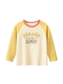 Kids long sleeve raglan t-shirt with cartoon animals and picnic print on cream and yellow - 90cm / Apricot and Yellow