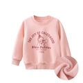Vue détaillée de la doublure en polaire épaisse d'un sweat-shirt rose pour fille - 90cm / Rose