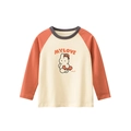 T-shirt per bambini con maniche raglan arancioni e stampa coniglietto skate - 90cm / Albicocca/Arancione Scuro