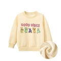 Felpa bambini crema con orsetti colorati, fodera in pile e scritta Good Vibes - 90 / Albicocca chiaro