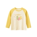 Kids long sleeve raglan t-shirt with yellow sleeves and cute cartoon bear prints - 90cm / Apricot and Yellow