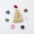 Polished seven-color healing crystal gemstone set with a natural linen drawstring pouch - 2-3cm