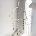 Cloud crystal suncatcher with colorful gravel and prism balls reflecting rainbow light - 35cm / Rose Quartz (CB3)