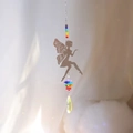 Rainbow crystal suncatcher with fairy metal silhouette and colorful beads for home decor - Little Fairy