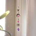 Boho zilveren zonnevanger met maan, ster en AB gekleurde kristallen prisma hanger decor - Jaar 4 / 4050cm